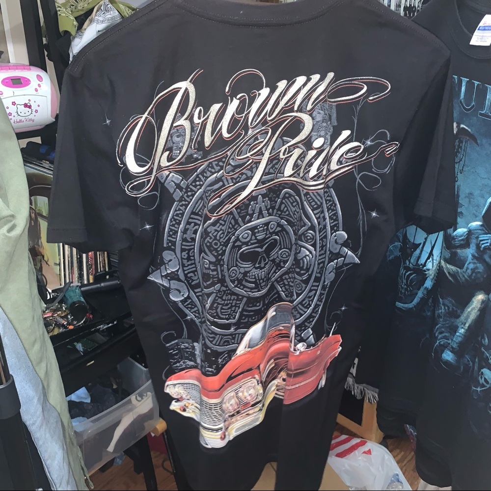 Brown pride low rider aztec calendar mens size M
